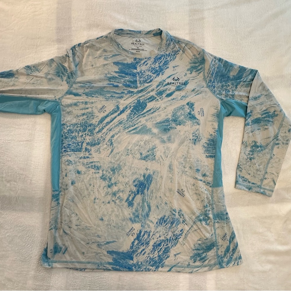 Realtree Blue and White Long Sleeve Fishing Shirt, 2XL